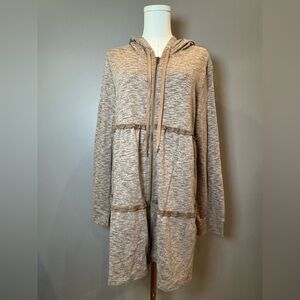 EUC JODIFL Tiered Zip-Up Hoodie Cardigan | Medium | Cozy Neutral